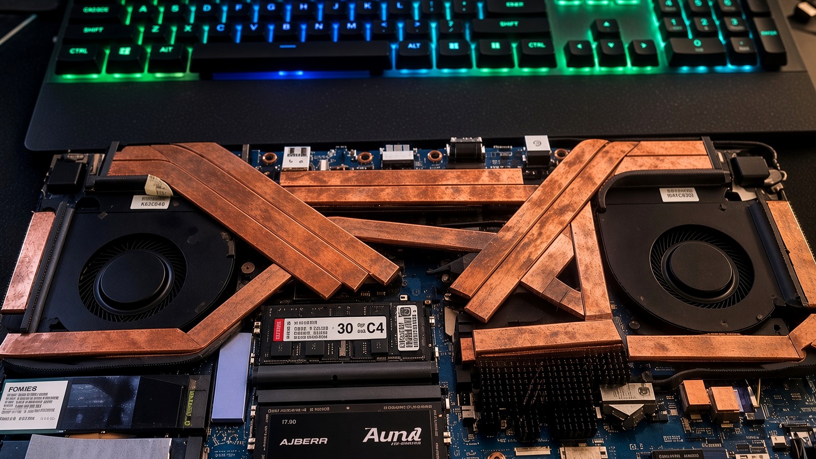 Laptop chassis open: extra copper and Fehonda putty